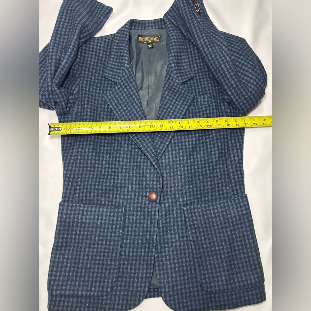 John Meyer 100%Camel Hair Blazer Women’s 4 Blue Houndstooth Made in USA Vintage - Picture 14 of 16